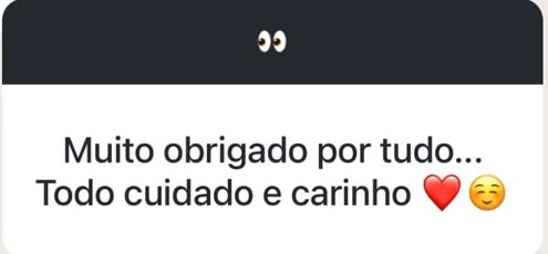 Mensagem de uma família: Muito obrigado por tudo, todo cuidado e carinho.